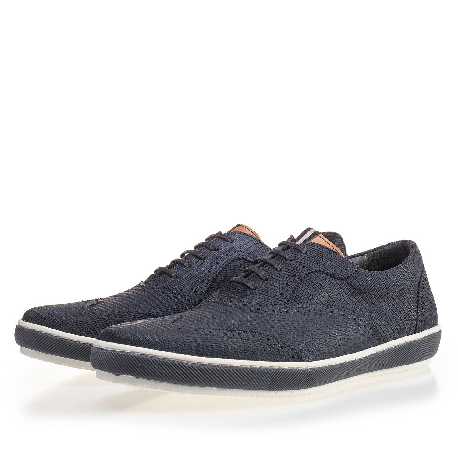 19036/34 - Blauer Brogue Nubukleder Sneaker 19036/34 - Blauer Brogue Nubukleder Sneaker