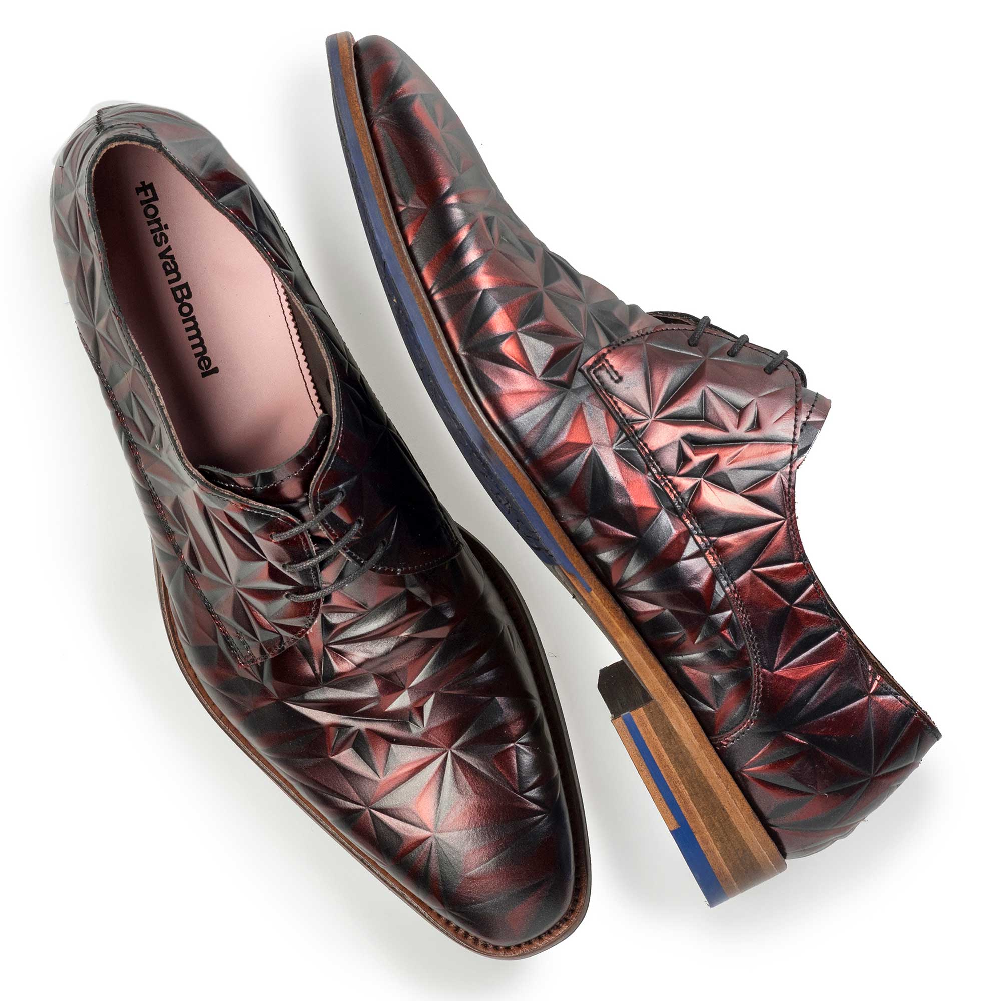 14237/01 - Floris van Bommel bordeauxroter Herren Leder Schnürschuh mit einem schwarzen Perlmutteffekt 14237/01 - Floris van Bommel bordeauxroter Herren Leder Schnürschuh mit einem schwarzen Perlmutteffekt