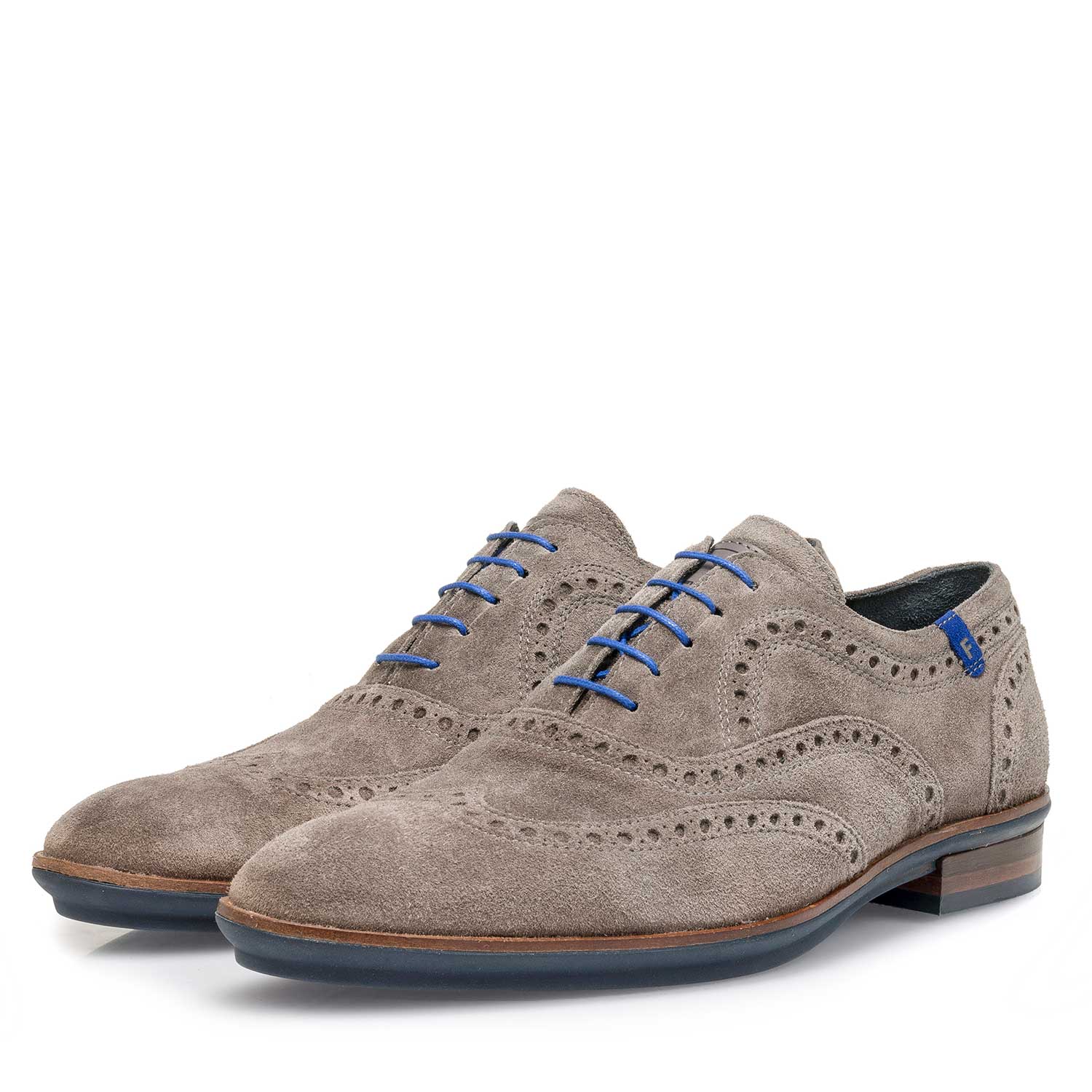 19048/08 - Taupefarbener Wildleder Brogue-Schnürschuh 19048/08 - Taupefarbener Wildleder Brogue-Schnürschuh