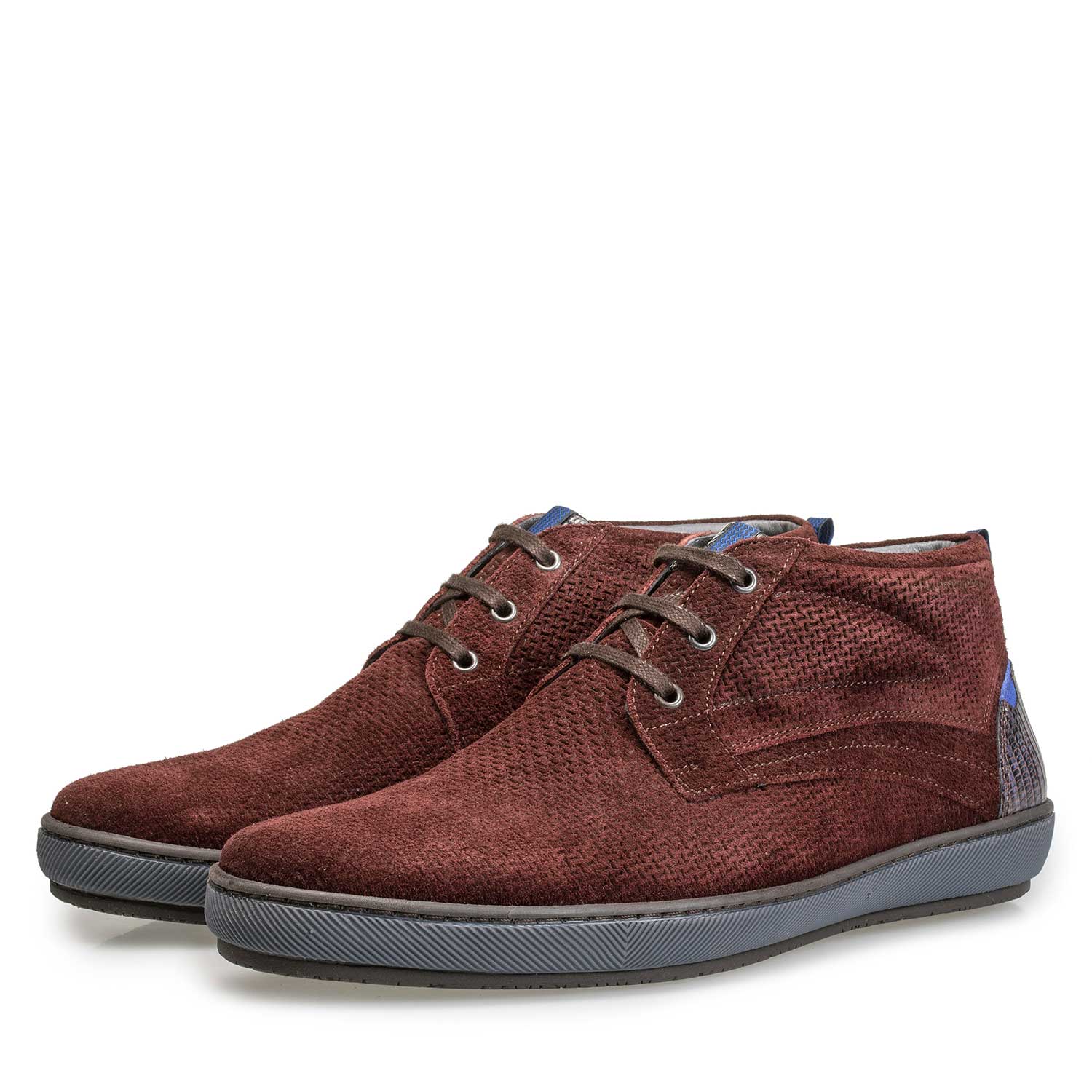 10074/00 - Bordeauxroter Schnürstiefel aus Kalbswildleder 10074/00 - Bordeauxroter Schnürstiefel aus Kalbswildleder