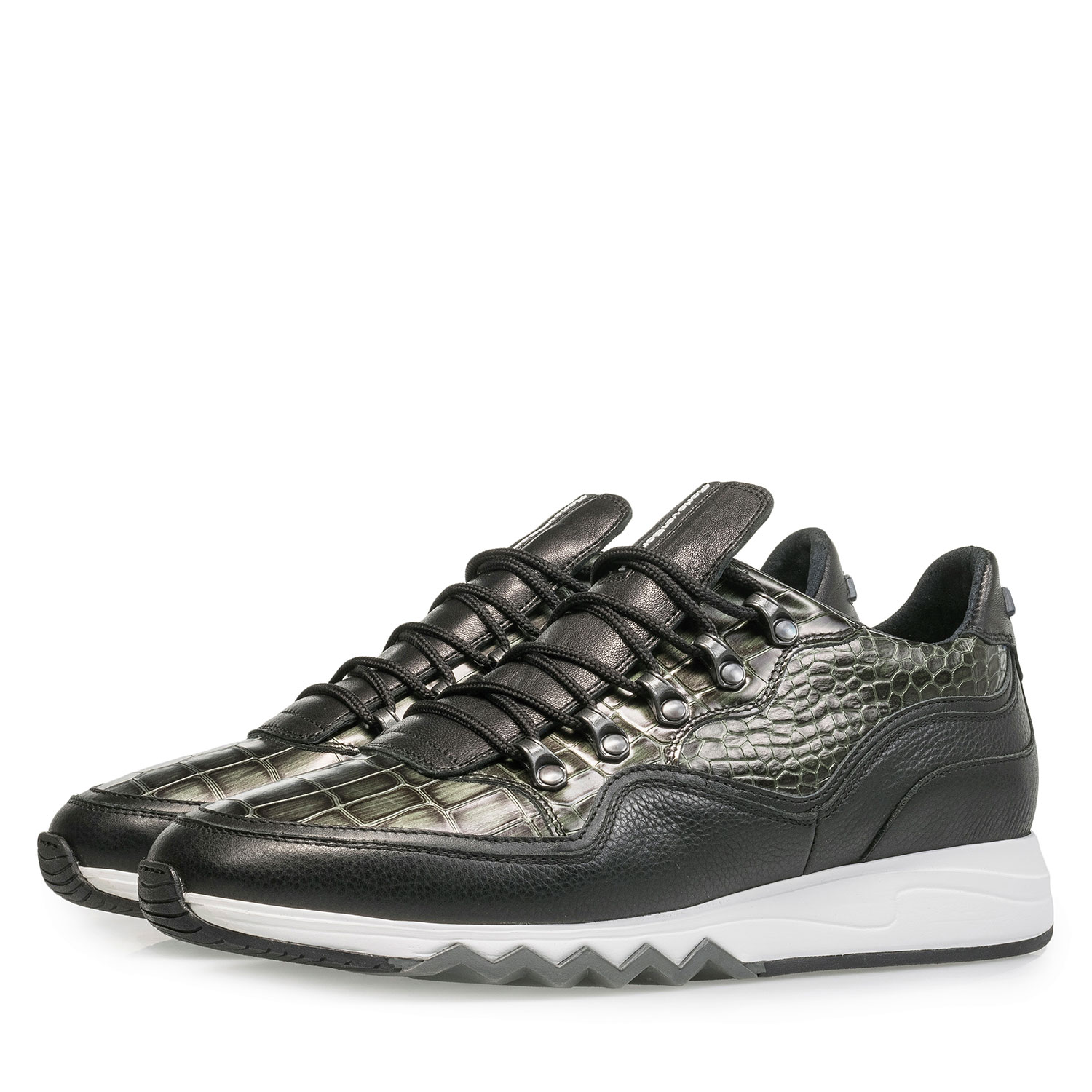 16394/02 - Premium green printed metallic leather sneaker 16394/02 - Premium green printed metallic leather sneaker
