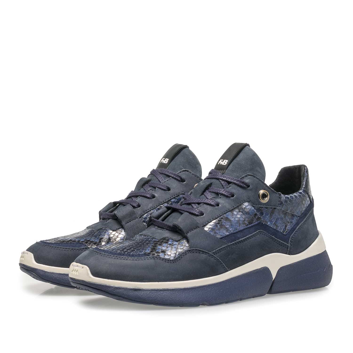 85291/03 - Blauer Wildleder-Sneaker mit Schlangenprint 85291/03 - Blauer Wildleder-Sneaker mit Schlangenprint