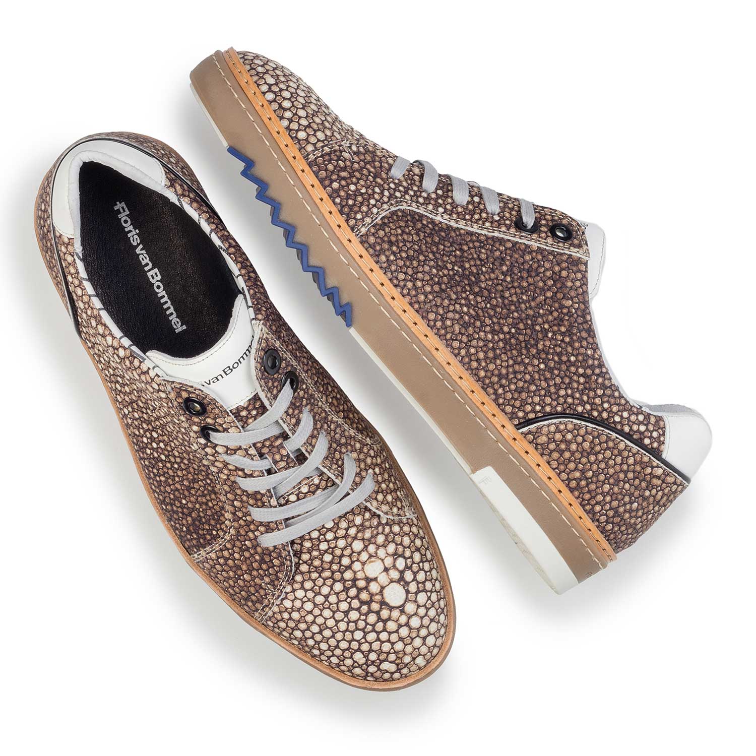 14057/03 - Brauner, gemusterter Leder Sneaker 14057/03 - Brauner, gemusterter Leder Sneaker