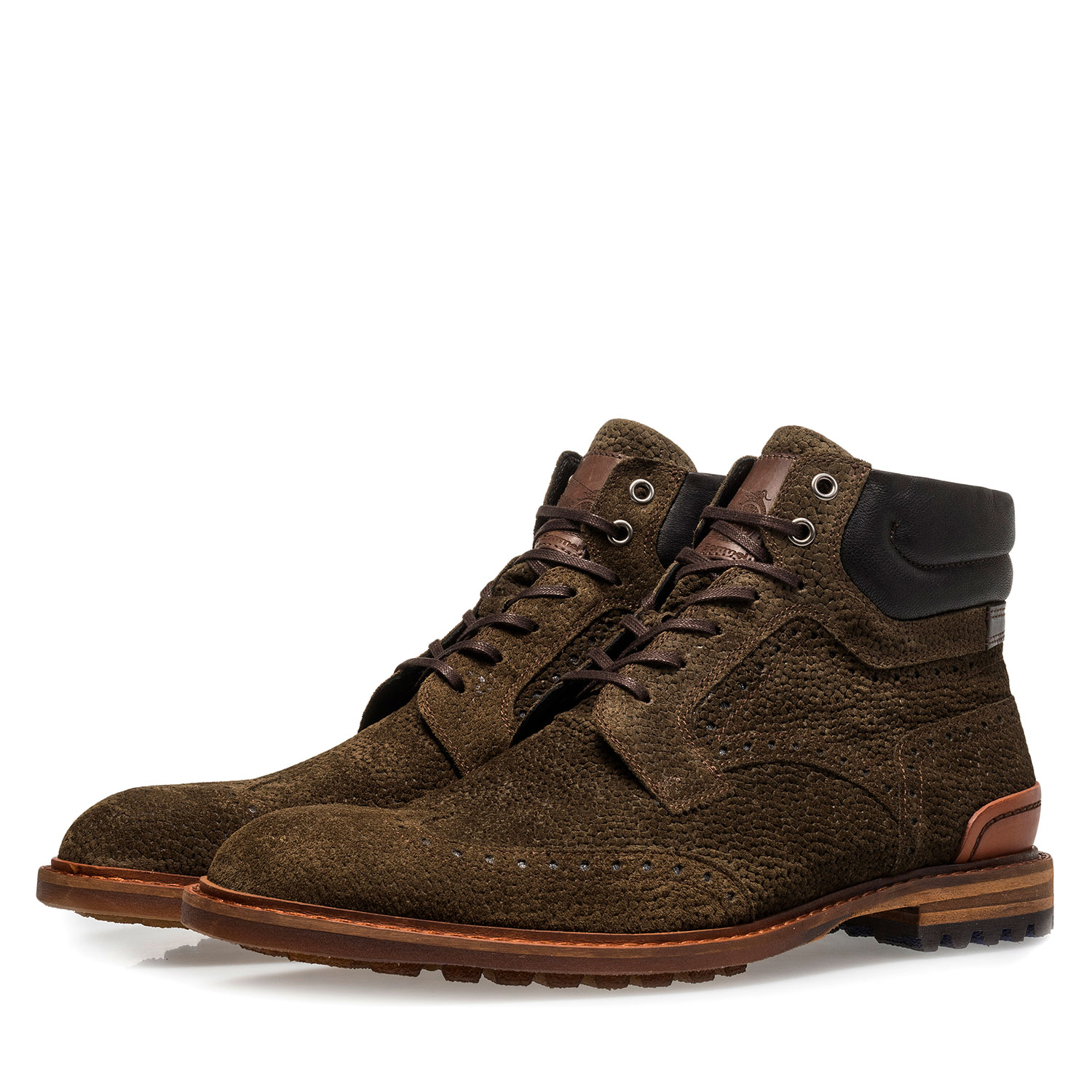 10816/03 - Grüner Wildleder-Schnürstiefel mit Print 10816/03 - Grüner Wildleder-Schnürstiefel mit Print