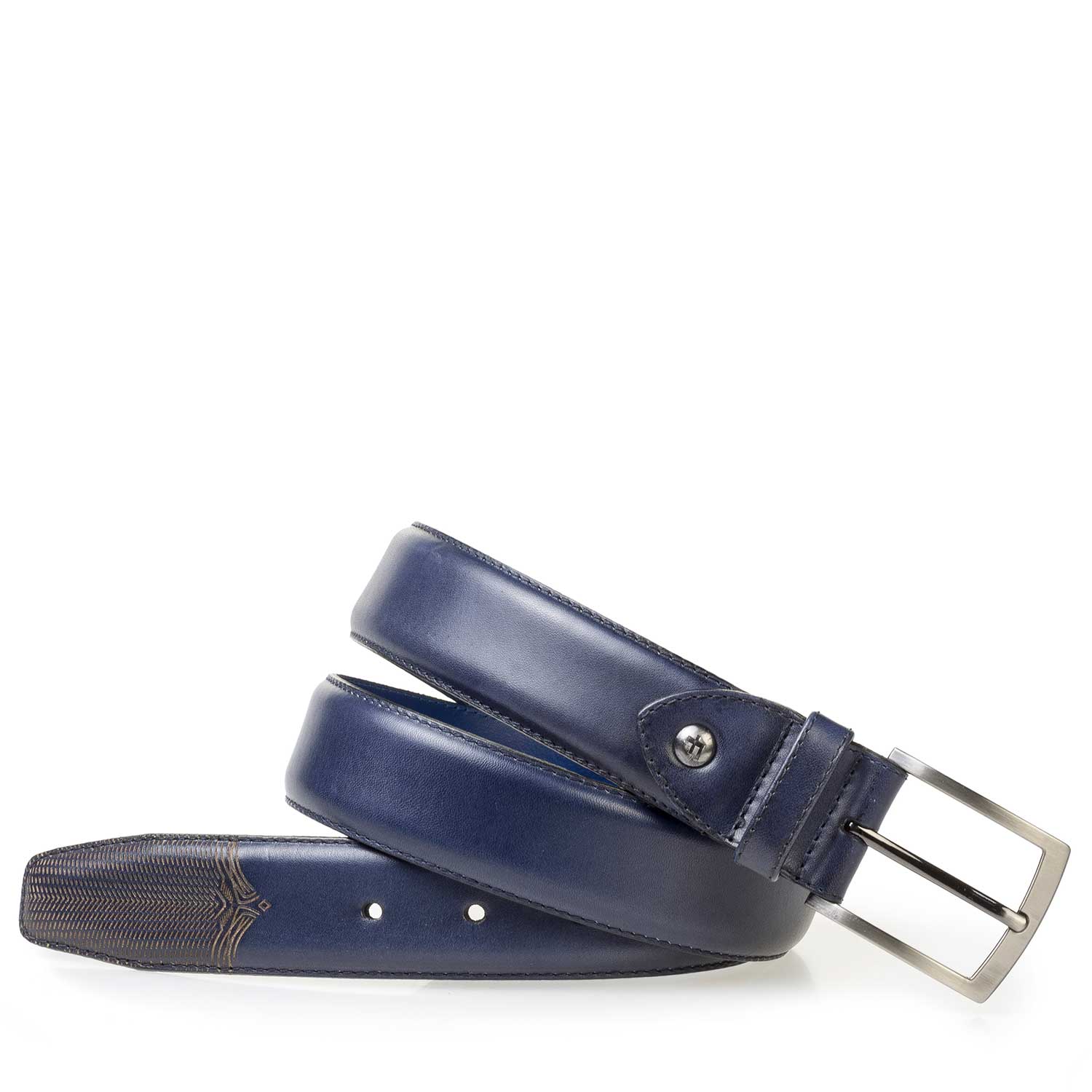 75197/01 - Dark blue calf leather belt 75197/01 - Dark blue calf leather belt