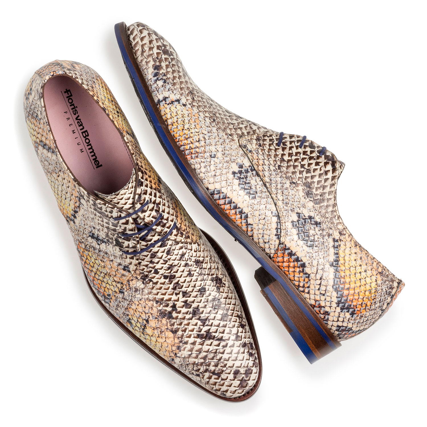 18224/02 - Premium Schnürschuh mit orangefarbenem Schlangenprint 18224/02 - Premium Schnürschuh mit orangefarbenem Schlangenprint