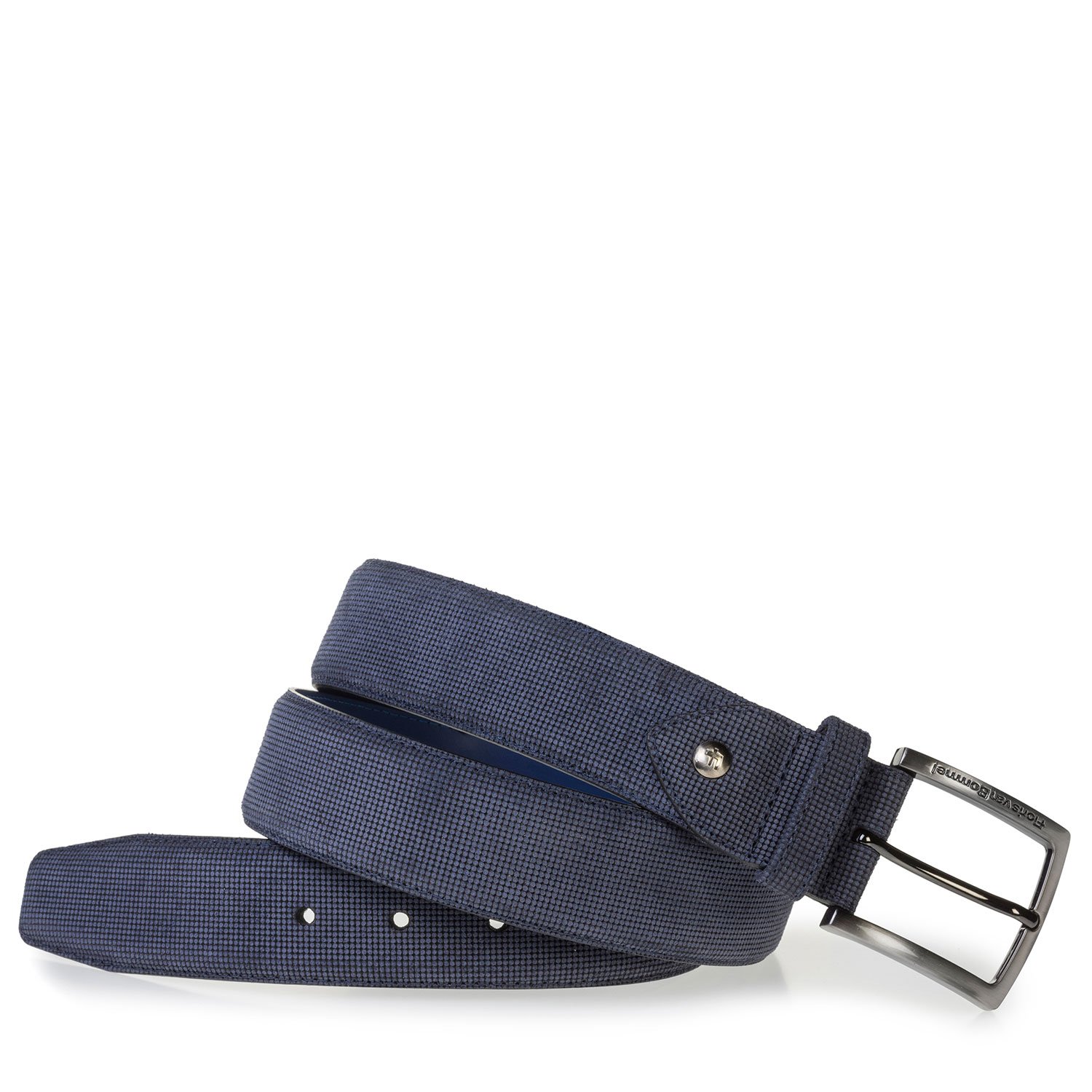 75202/53 - Blue suede leather belt with print 75202/53 - Blue suede leather belt with print