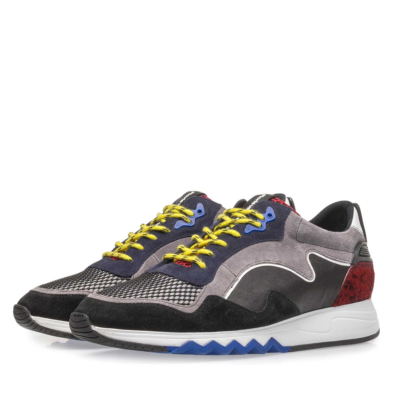 16092/07 - Schwarz-roter Wildleder-Sneaker 16092/07 - Schwarz-roter Wildleder-Sneaker