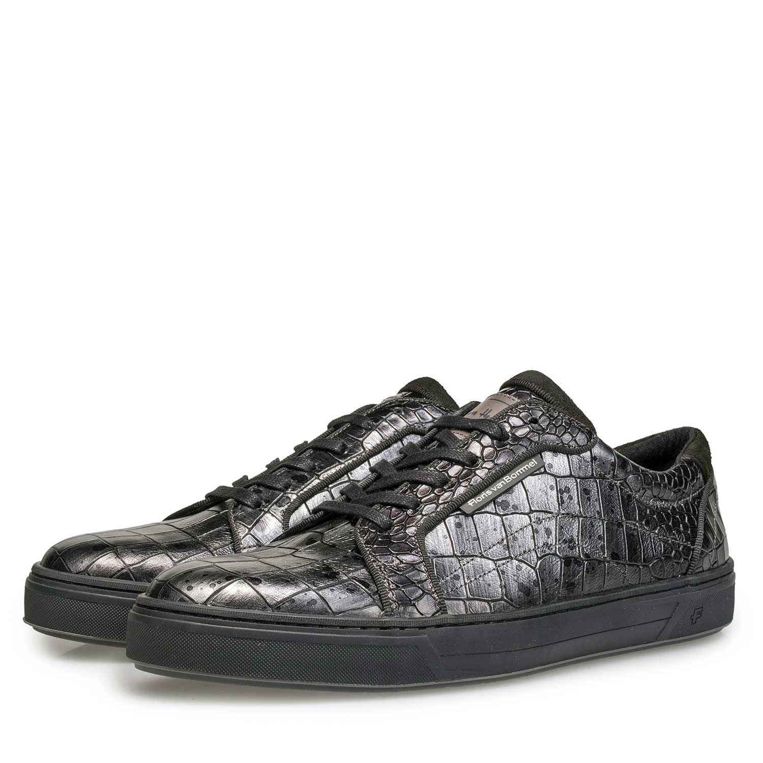 13214/03 - Leder-Sneaker mit Kroko-Print 13214/03 - Leder-Sneaker mit Kroko-Print