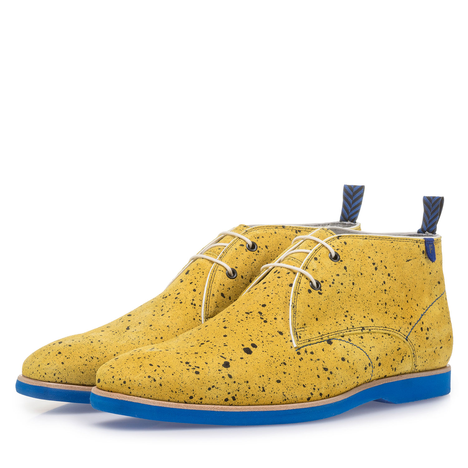 10014/16 - Gelber Wildleder-Schnürstiefel mit Print 10014/16 - Gelber Wildleder-Schnürstiefel mit Print