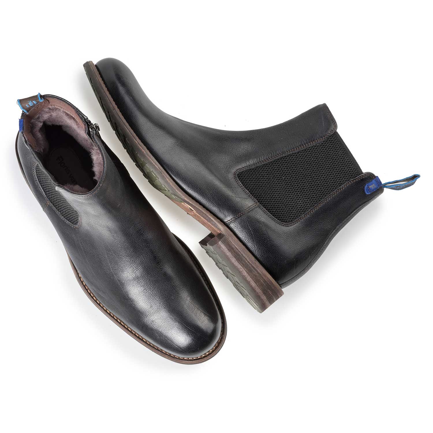 10289/01 - Wolle gefütterter schwarzer Chelsea Boot aus Leder 10289/01 - Wolle gefütterter schwarzer Chelsea Boot aus Leder
