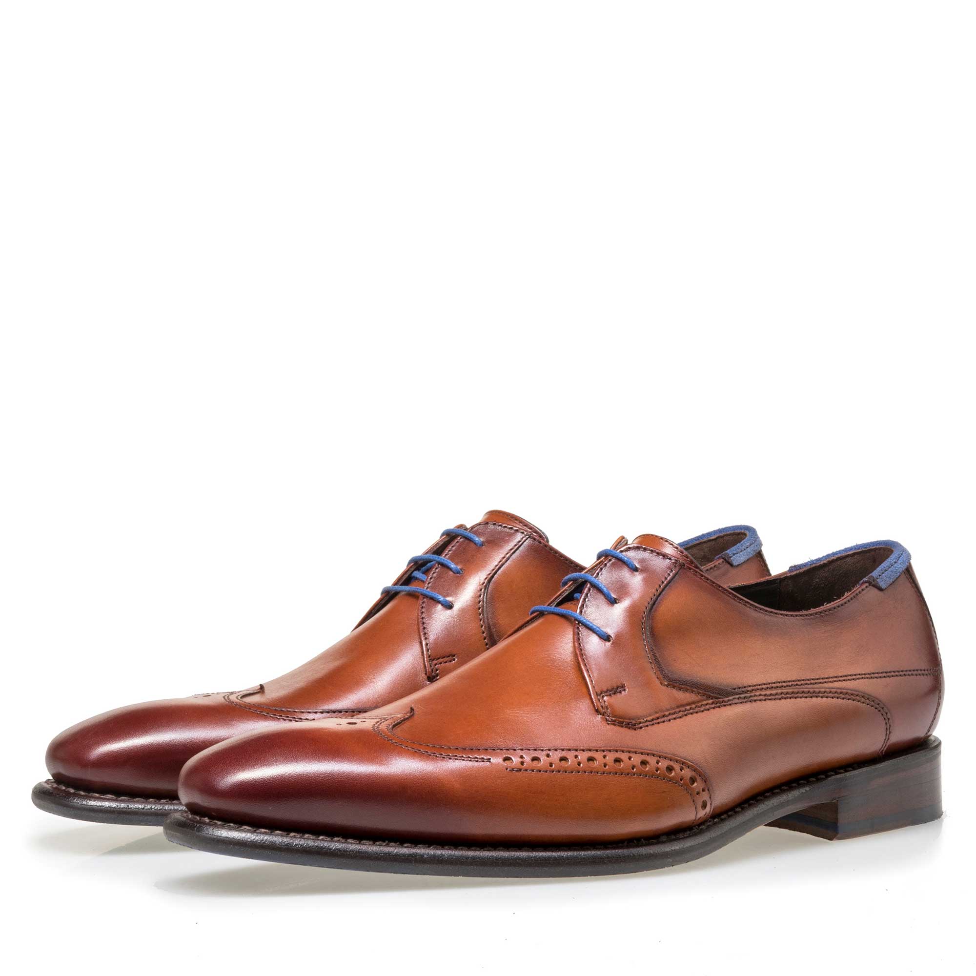 18039/04 - Floris van Bommel cognacfarbener Herren Leder Schnürschuh 18039/04 - Floris van Bommel cognacfarbener Herren Leder Schnürschuh