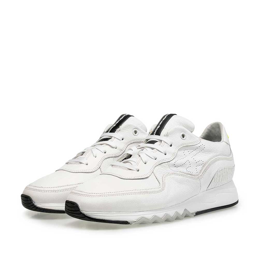 16093/05 - Fein strukturierter weißer Leder-Sneaker 16093/05 - Fein strukturierter weißer Leder-Sneaker