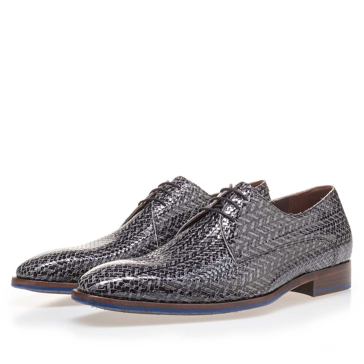 14146/00 - Schwarzer gemusterter Lackleder Schnürschuh 14146/00 - Schwarzer gemusterter Lackleder Schnürschuh