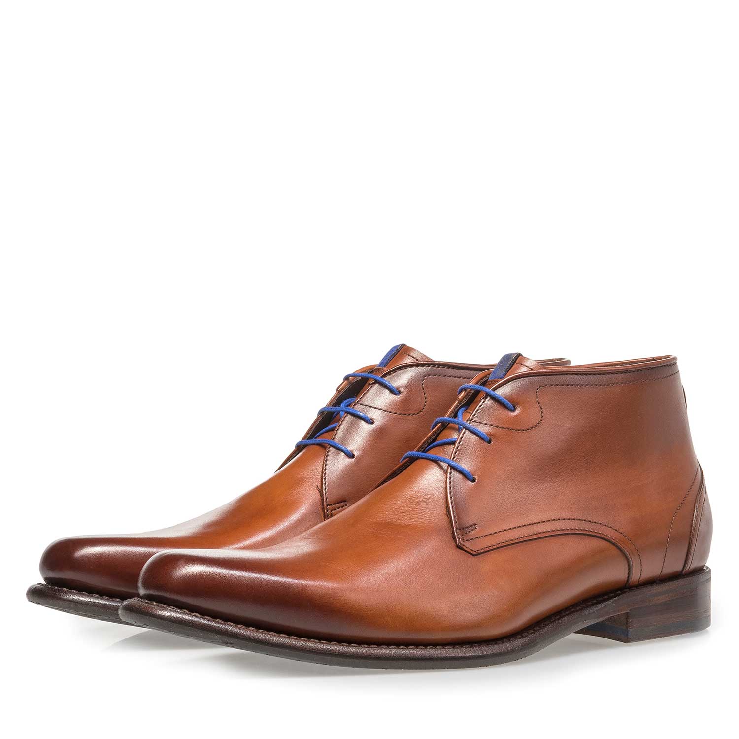 10634/09 - Dunkler cognacfarbener Kalbsleder-Schnürstiefel 10634/09 - Dunkler cognacfarbener Kalbsleder-Schnürstiefel