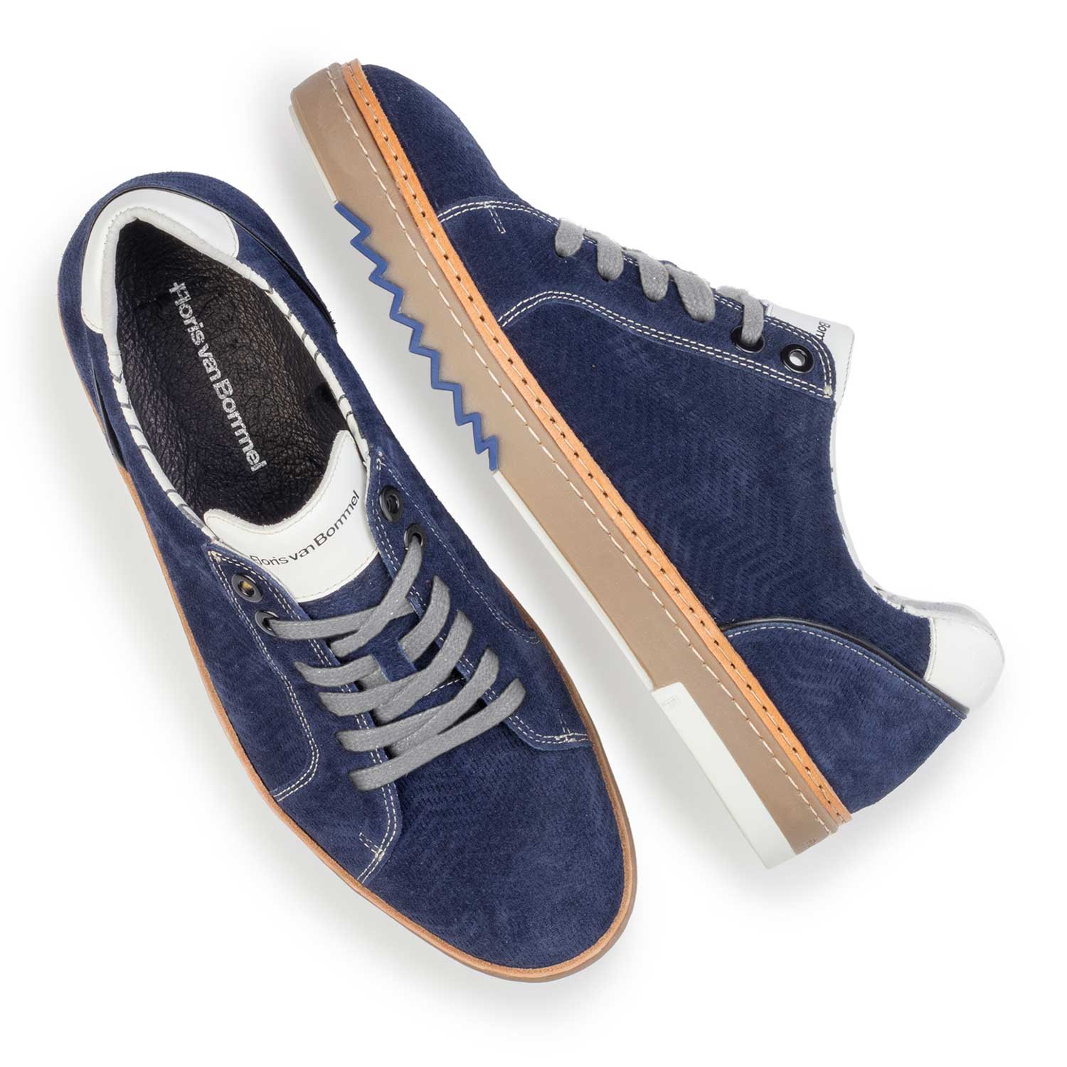 14057/04 - Blauer, gemusterter Wildleder Sneaker 14057/04 - Blauer, gemusterter Wildleder Sneaker
