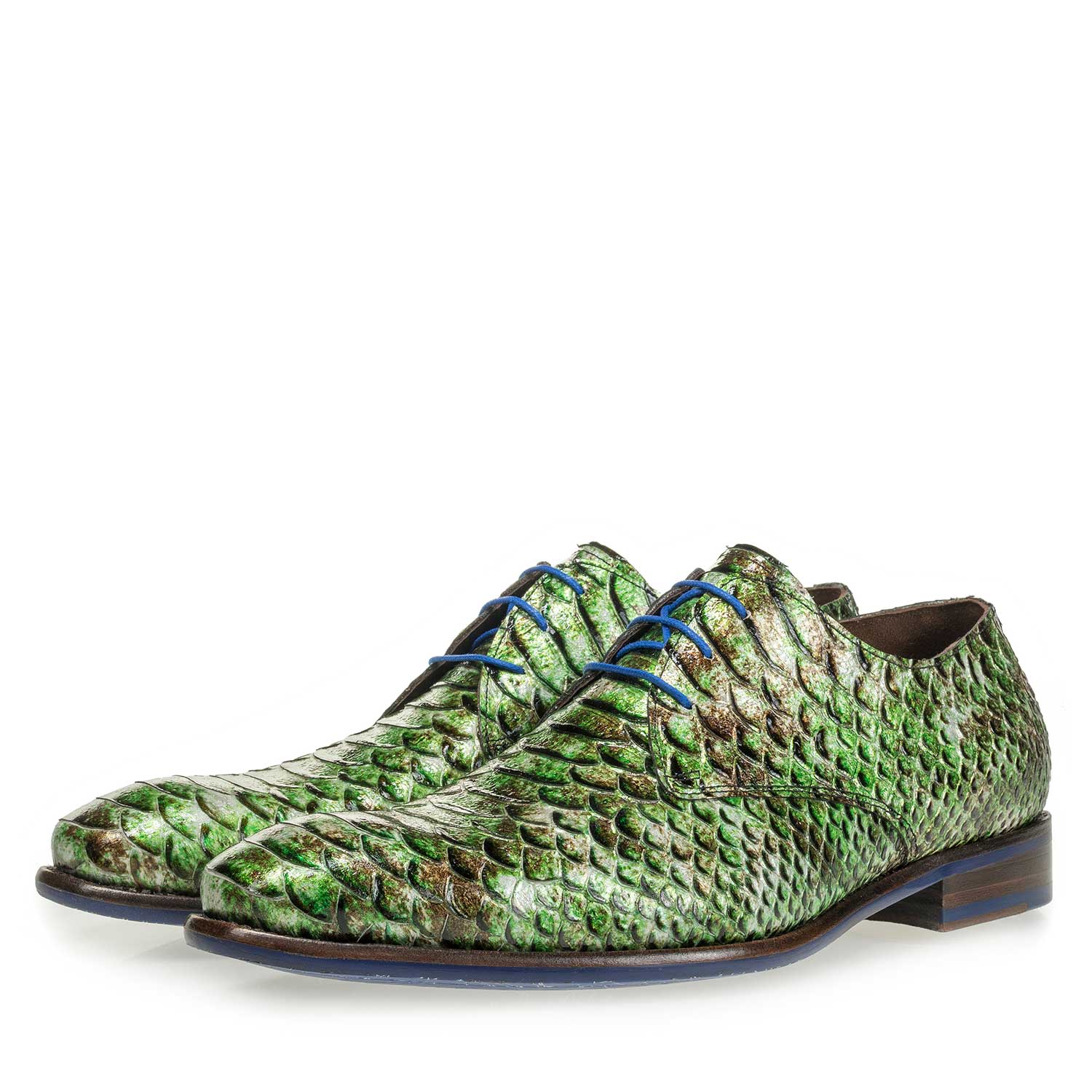 18121/01 - Green patent leather snake print lace shoe 18121/01 - Green patent leather snake print lace shoe