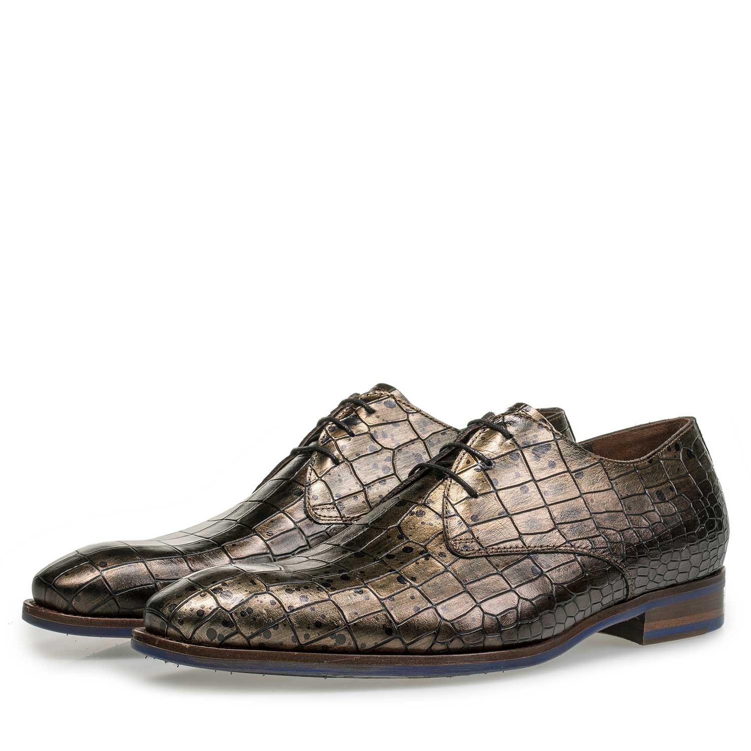 18067/00 - Kalbsleder-Schnürschuh mit Kroko-Print 18067/00 - Kalbsleder-Schnürschuh mit Kroko-Print