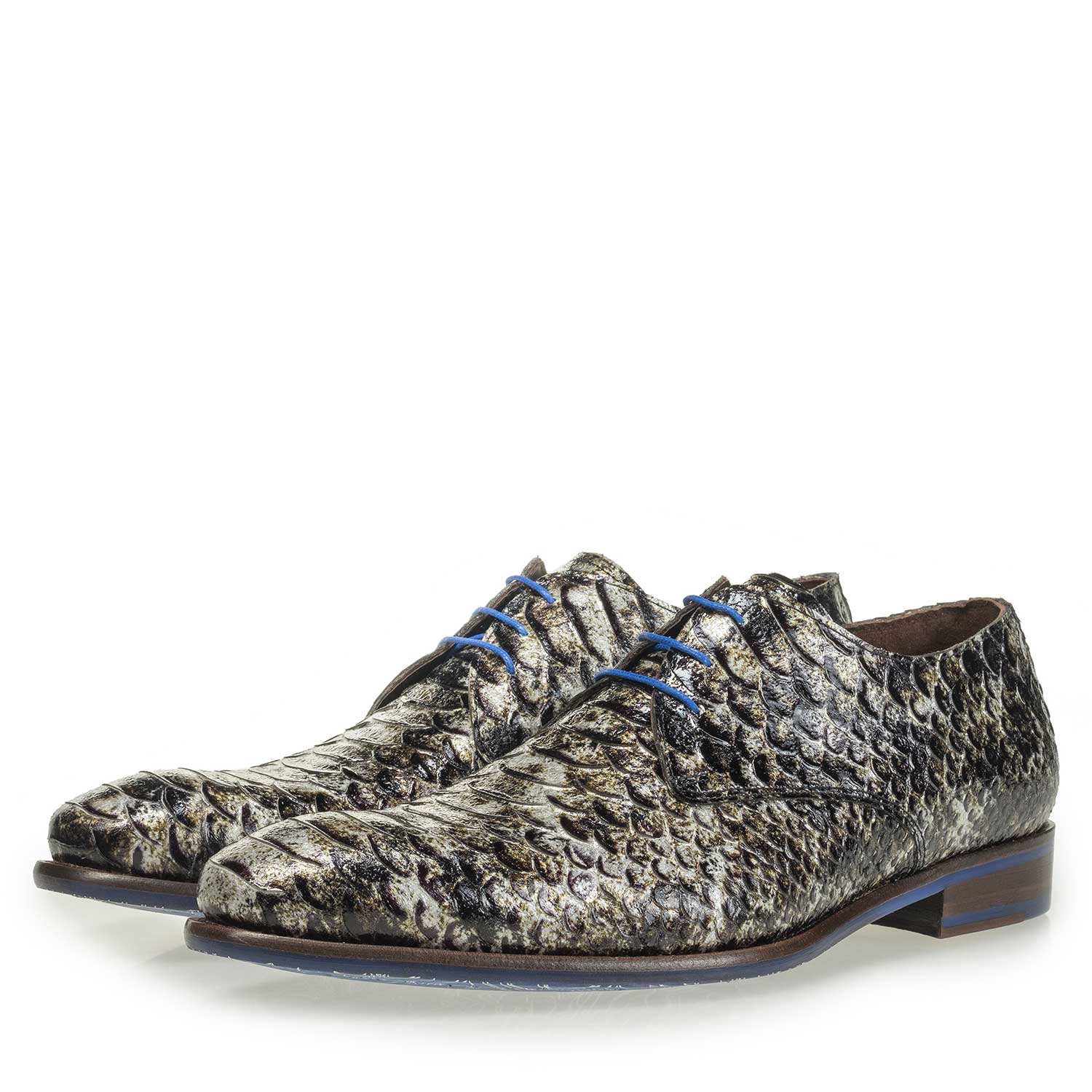 18121/04 - Grey patent leather snake print lace shoe 18121/04 - Grey patent leather snake print lace shoe