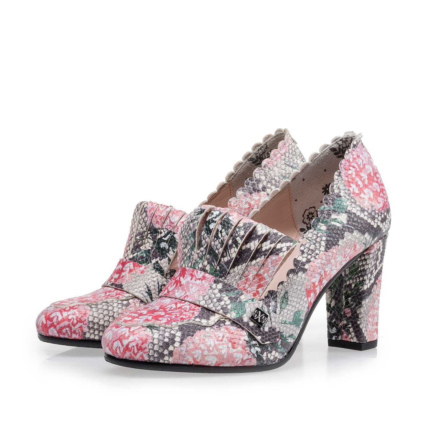 85190/05 - Mehrfarbige Leder Pumps mit All-Over-Print 85190/05 - Mehrfarbige Leder Pumps mit All-Over-Print