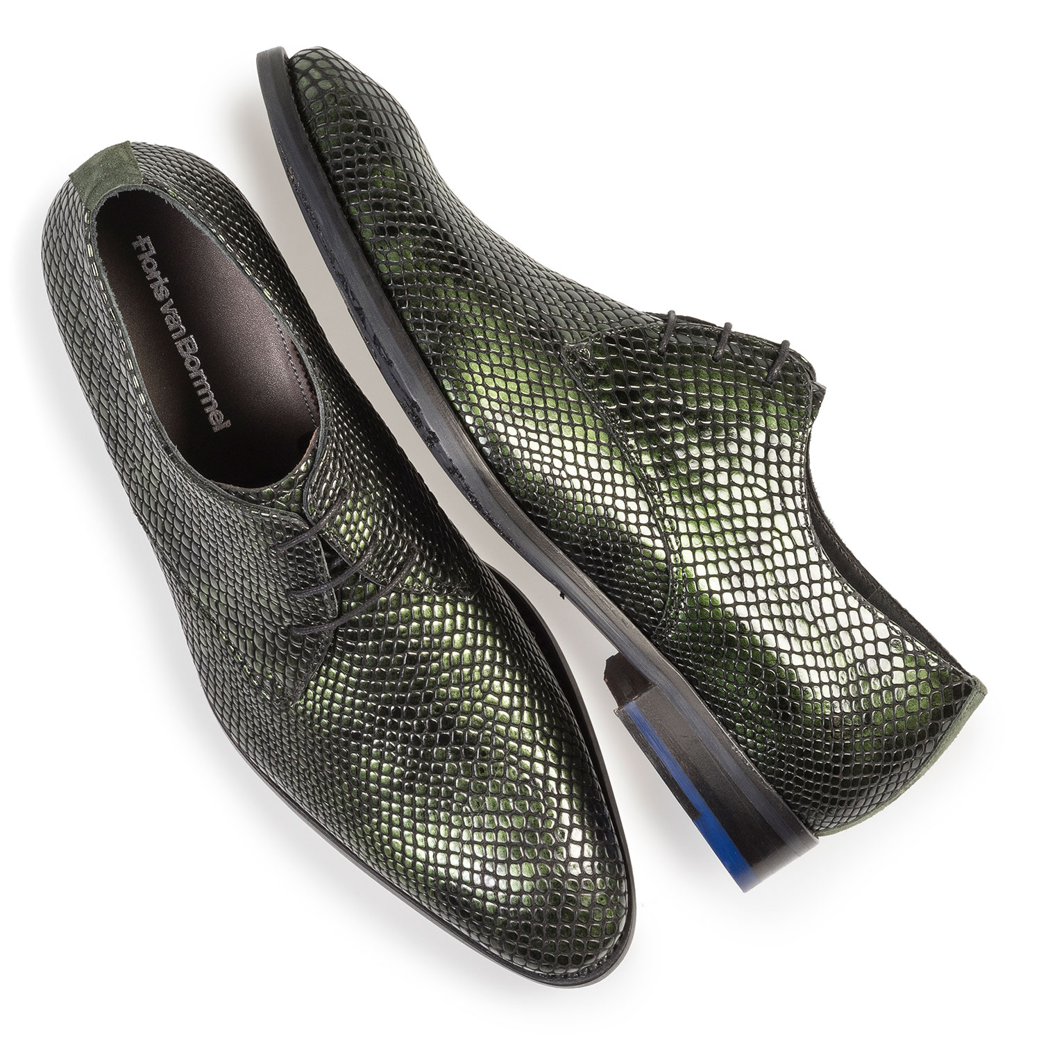 18293/02 - Green printed patent leather lace shoe 18293/02 - Green printed patent leather lace shoe