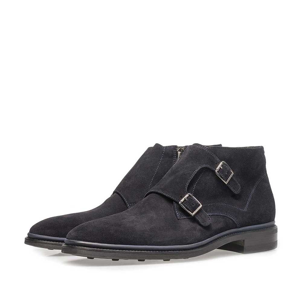 10672/01 - Dunkelblauer Monk-Schnallenschuh aus Wildleder 10672/01 - Dunkelblauer Monk-Schnallenschuh aus Wildleder