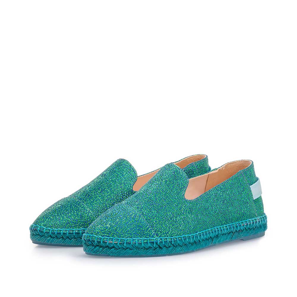 85420/09 - Blaue Leder-Espadrilles mit Metallic-Print 85420/09 - Blaue Leder-Espadrilles mit Metallic-Print