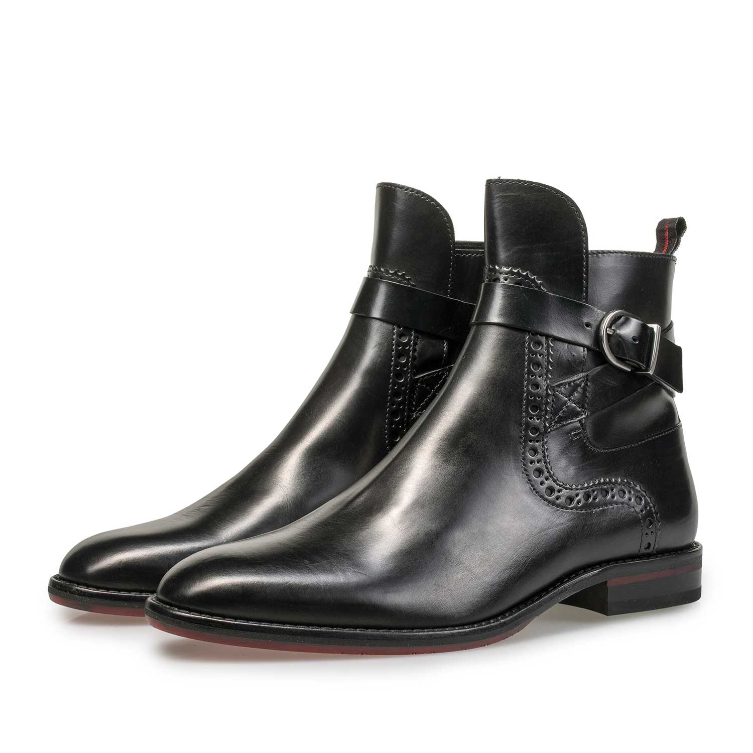 85600/00 - Schwarzer Kalbsleder Stiefelette mit Schnalle 85600/00 - Schwarzer Kalbsleder Stiefelette mit Schnalle