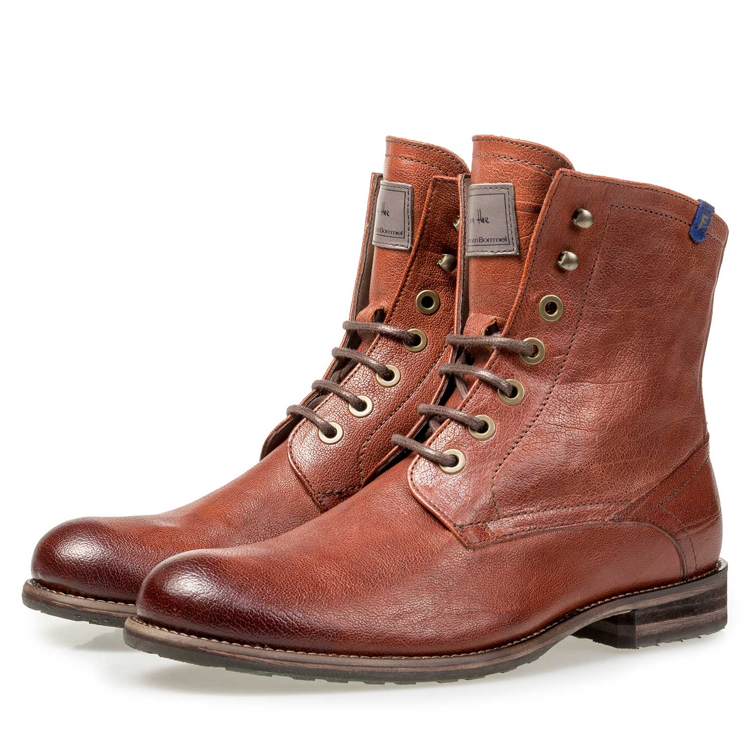 10751/14 - Wool lined cognac-coloured leather lace boot 10751/14 - Wool lined cognac-coloured leather lace boot