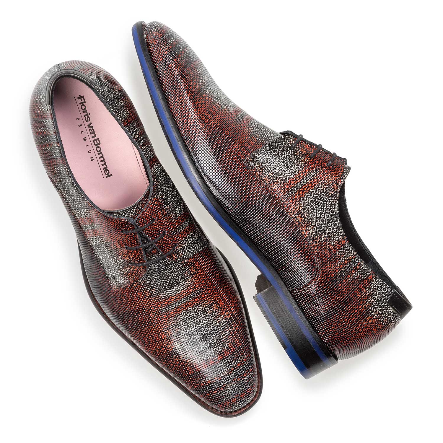 18097/02 - Premium dark red printed patent leather lace shoe 18097/02 - Premium dark red printed patent leather lace shoe