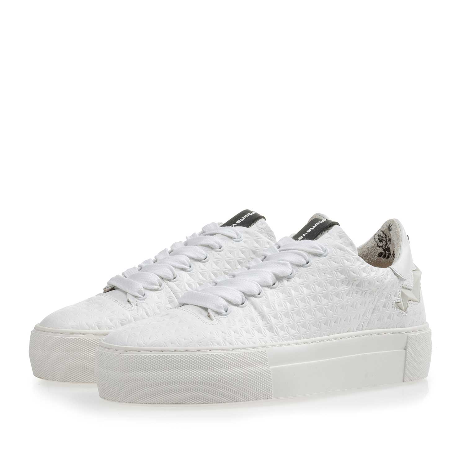 85234/00 - Weißer gemusterter Leder Sneaker 85234/00 - Weißer gemusterter Leder Sneaker