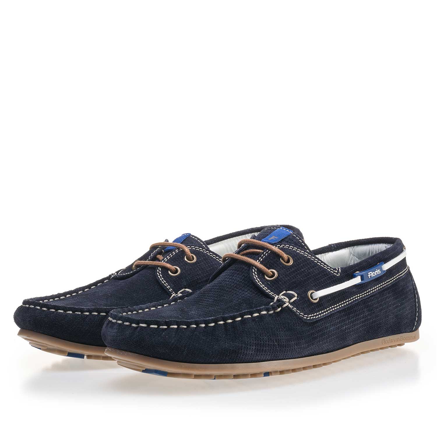 15035/00 - Dunkelblauer, gemusterter Wildleder Bootsschuh 15035/00 - Dunkelblauer, gemusterter Wildleder Bootsschuh
