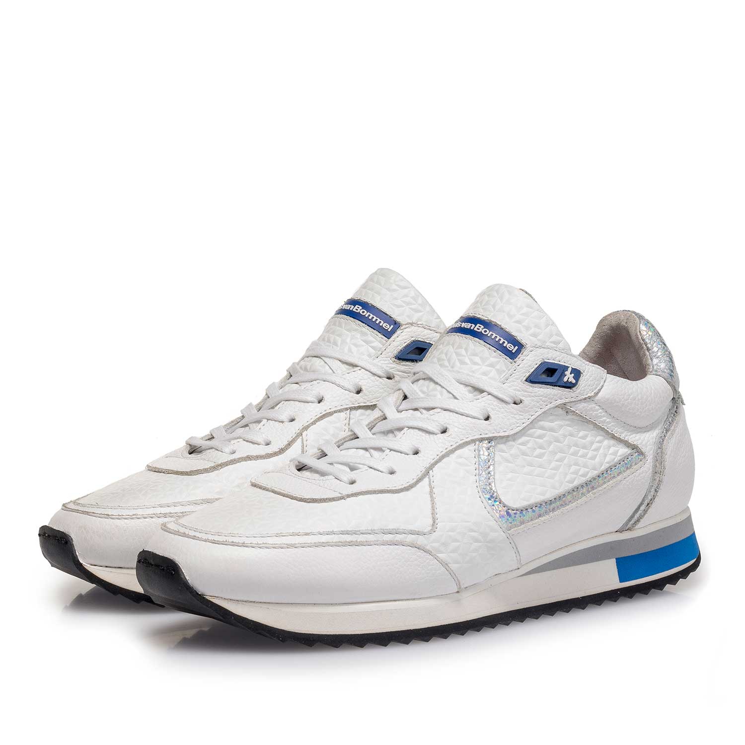 85260/09 - Weißer fein strukturierter Leder-Sneaker 85260/09 - Weißer fein strukturierter Leder-Sneaker