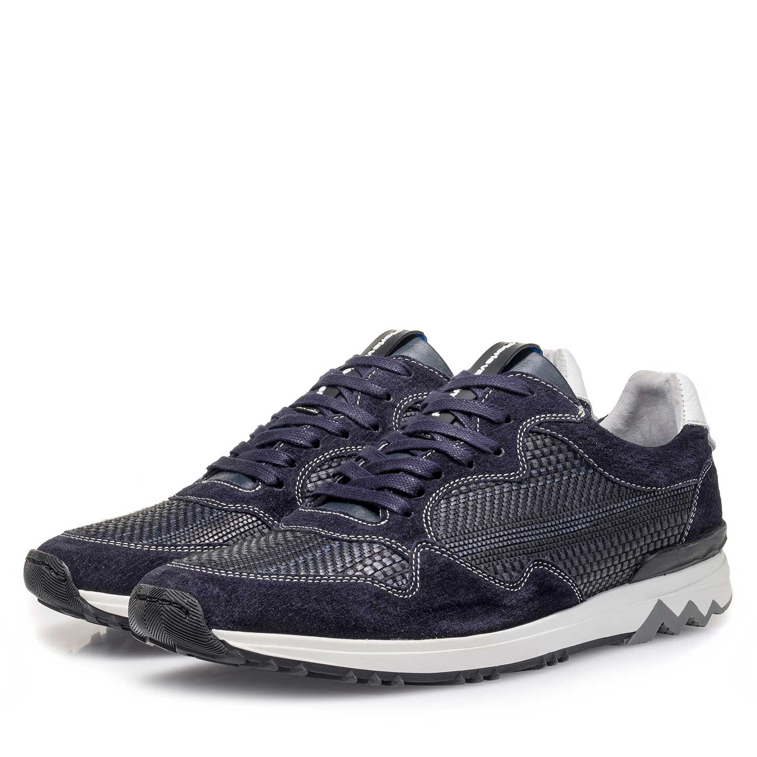 16238/00 - Dunkelblauer Wildleder-Sneaker mit Muster 16238/00 - Dunkelblauer Wildleder-Sneaker mit Muster