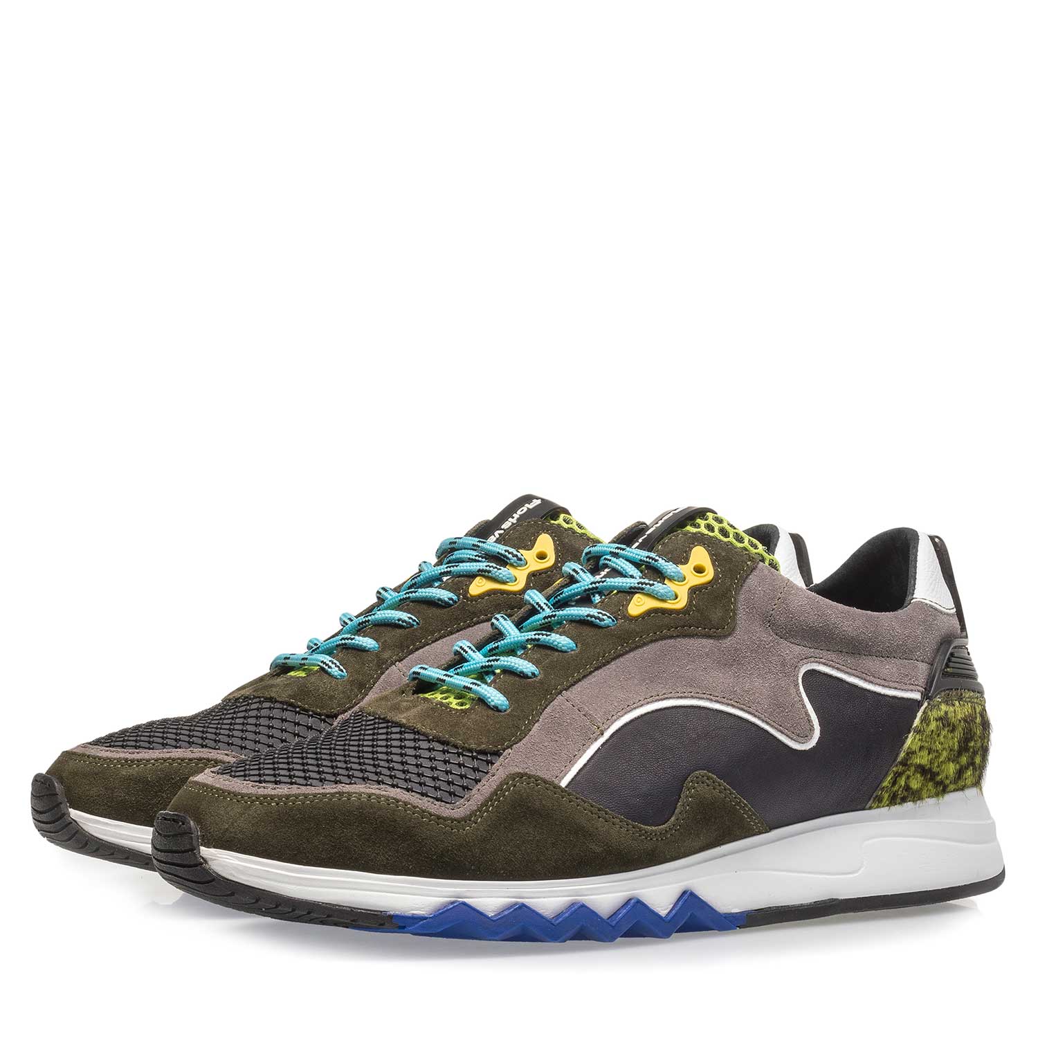 16092/08 - Grün-gelber Wildleder-Sneaker 16092/08 - Grün-gelber Wildleder-Sneaker