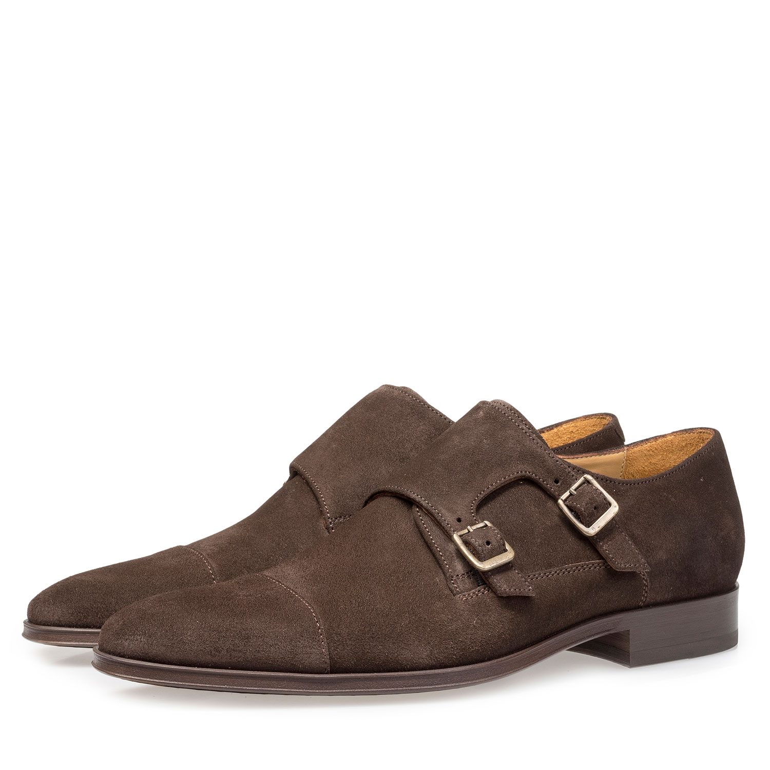 12049/02 - Dunkelbrauner Monk-Schnallenschuh aus Kalbswildleder 12049/02 - Dunkelbrauner Monk-Schnallenschuh aus Kalbswildleder