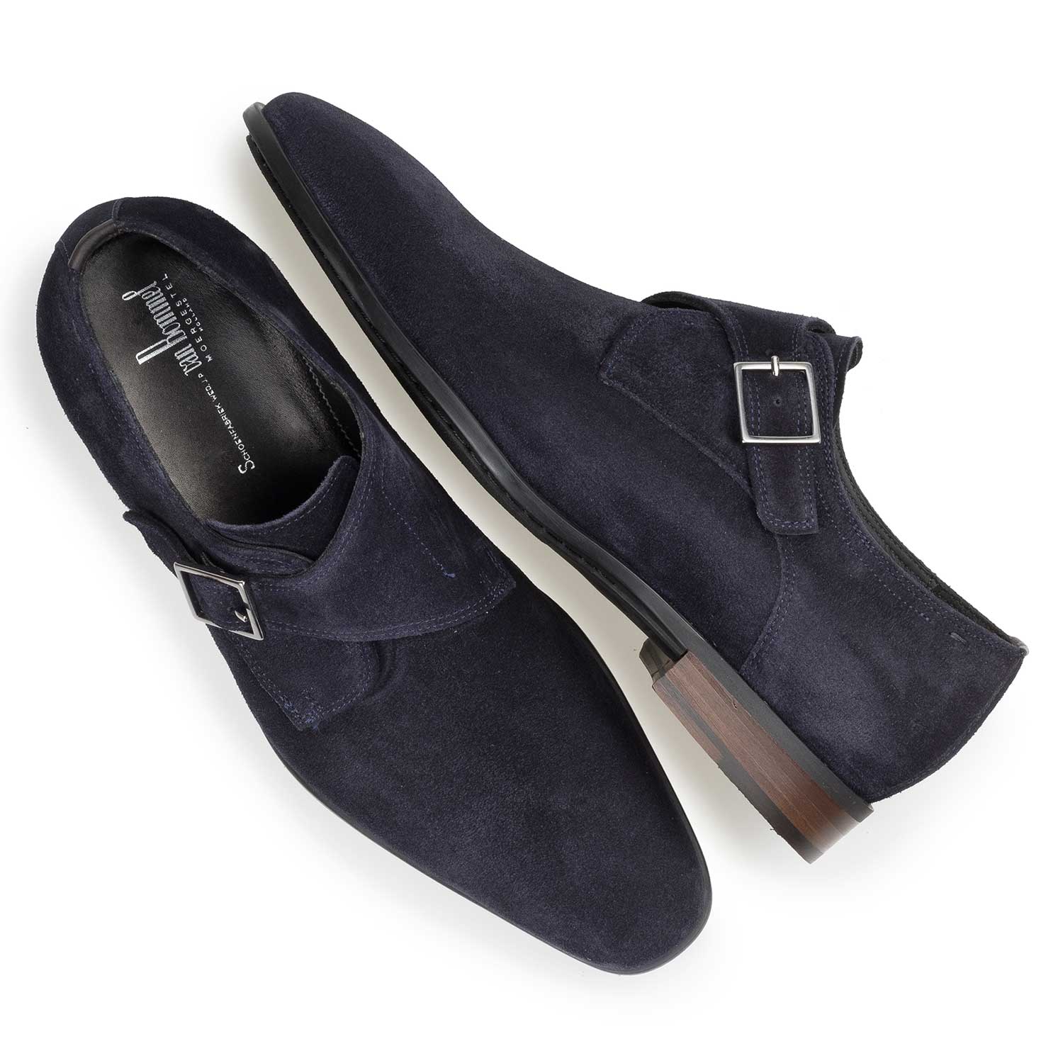 12341/01 - Dark blue waxed suede leather monk strap 12341/01 - Dark blue waxed suede leather monk strap