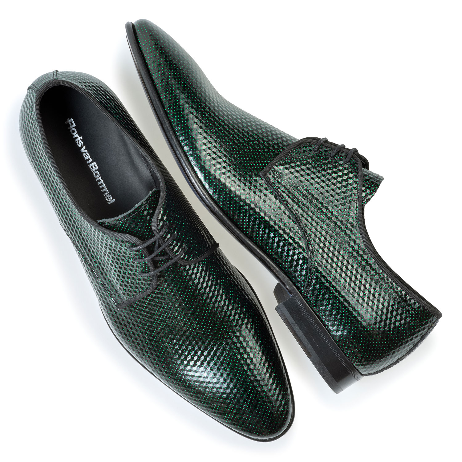 14338/08 - Schnürschuh bedrucktes Leder grün 14338/08 - Schnürschuh bedrucktes Leder grün