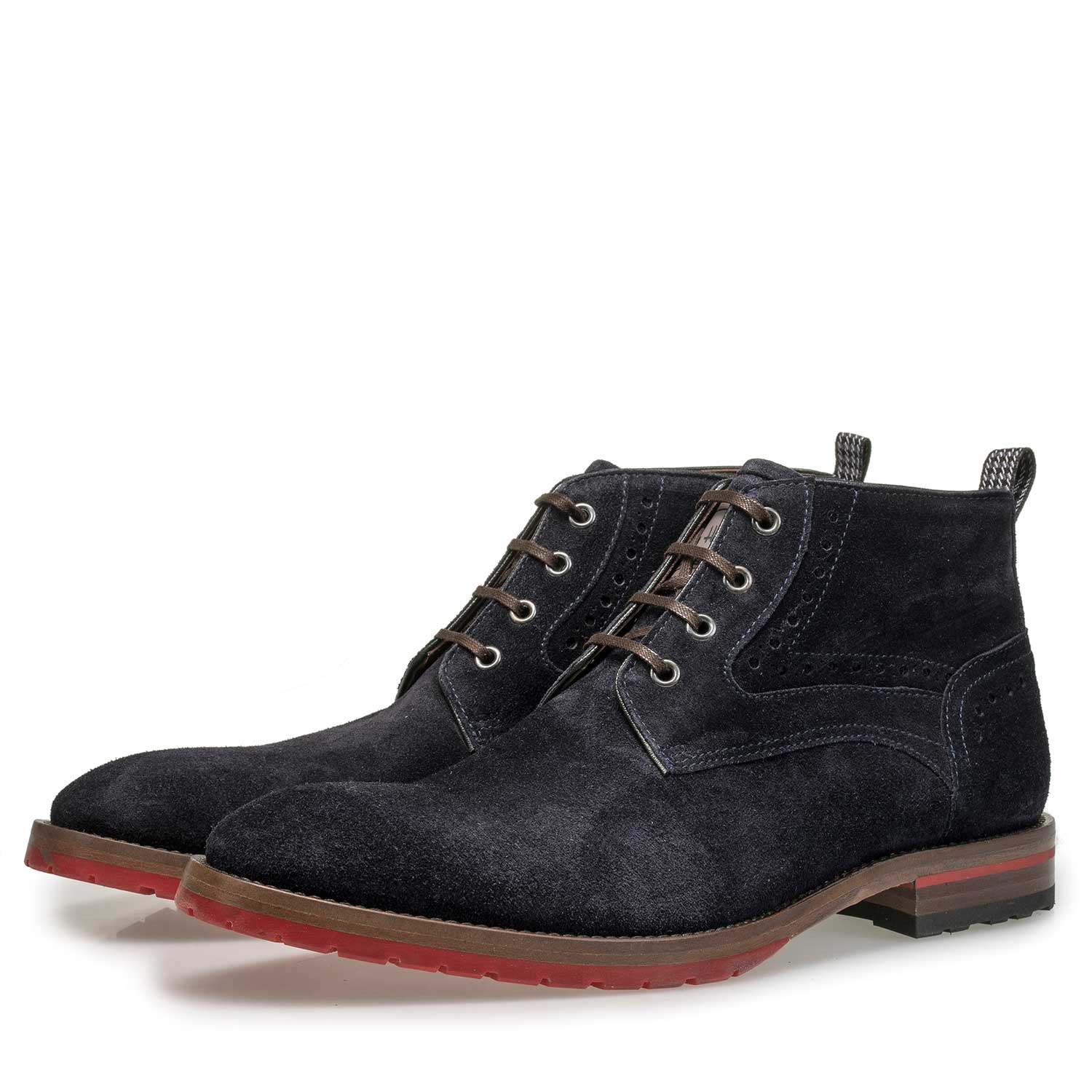 10317/07 - Blue suede leather lace boot with brogue details 10317/07 - Blue suede leather lace boot with brogue details