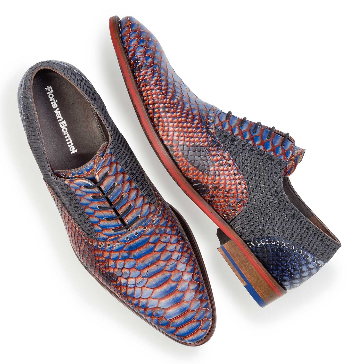 19104/08 - Kalbsleder Schnürschuh mit Schlangenprint 19104/08 - Kalbsleder Schnürschuh mit Schlangenprint