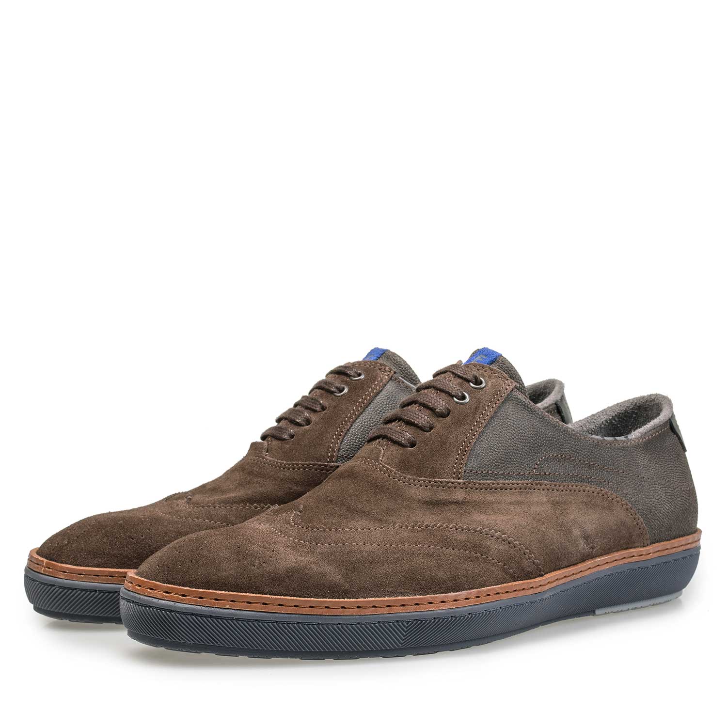 19072/05 - Brauner Brogue-Sneaker aus Kalbswildleder 19072/05 - Brauner Brogue-Sneaker aus Kalbswildleder