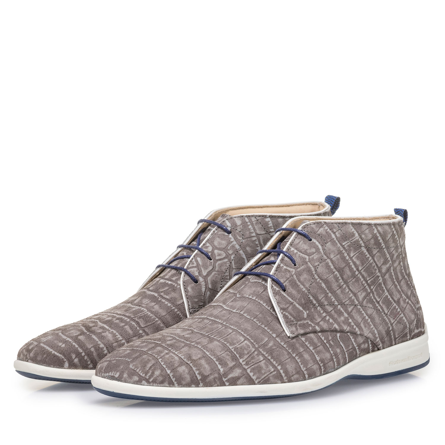 20300/10 - Dunkelgrauer Schnürstiefel mit Krokoprint 20300/10 - Dunkelgrauer Schnürstiefel mit Krokoprint