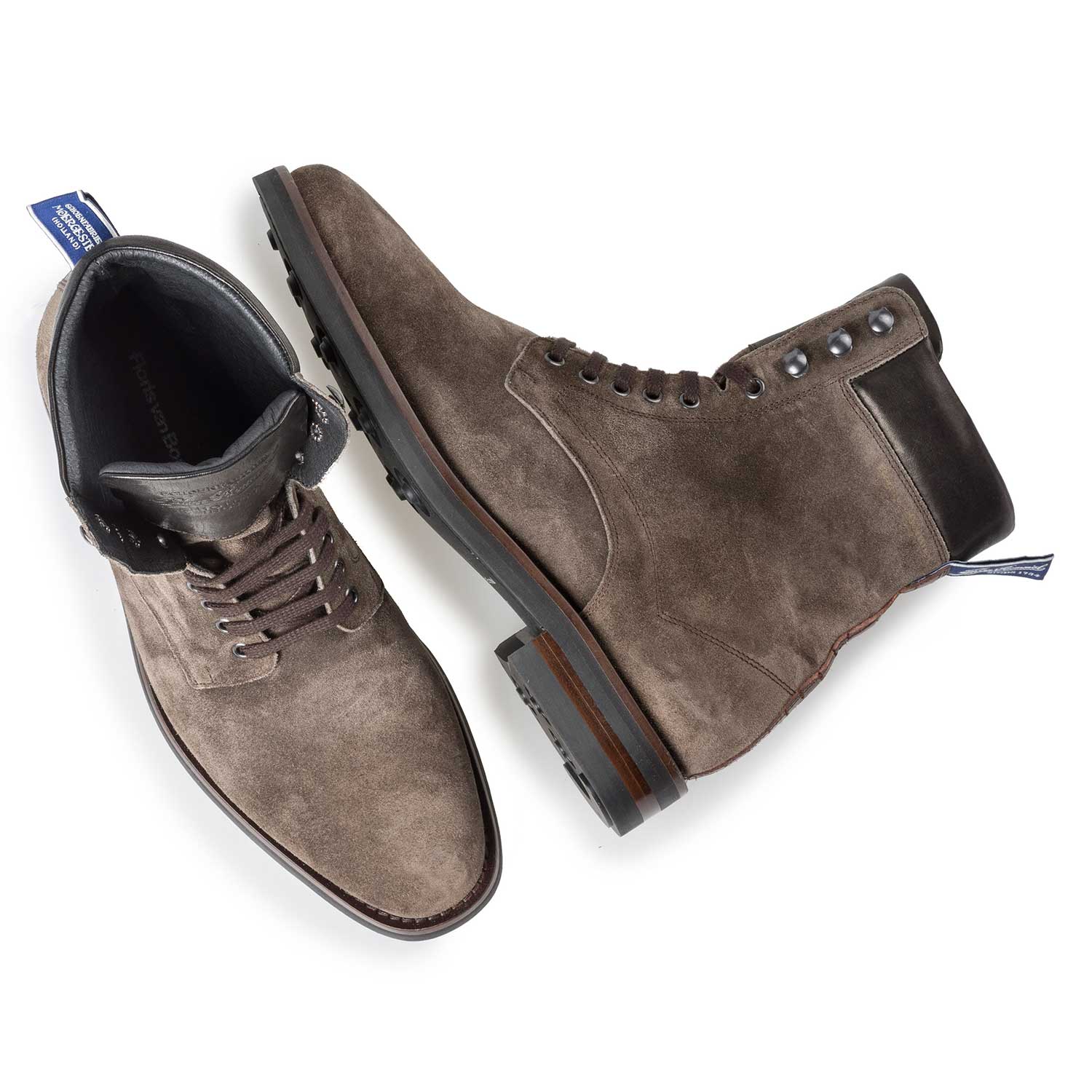 10658/05 - Lace boots washed suede leather taupe 10658/05 - Lace boots washed suede leather taupe