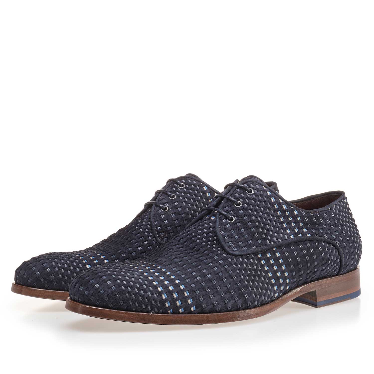 14210/00 - Dunkelblauer Schnürschuh aus geflochtenem Leder 14210/00 - Dunkelblauer Schnürschuh aus geflochtenem Leder