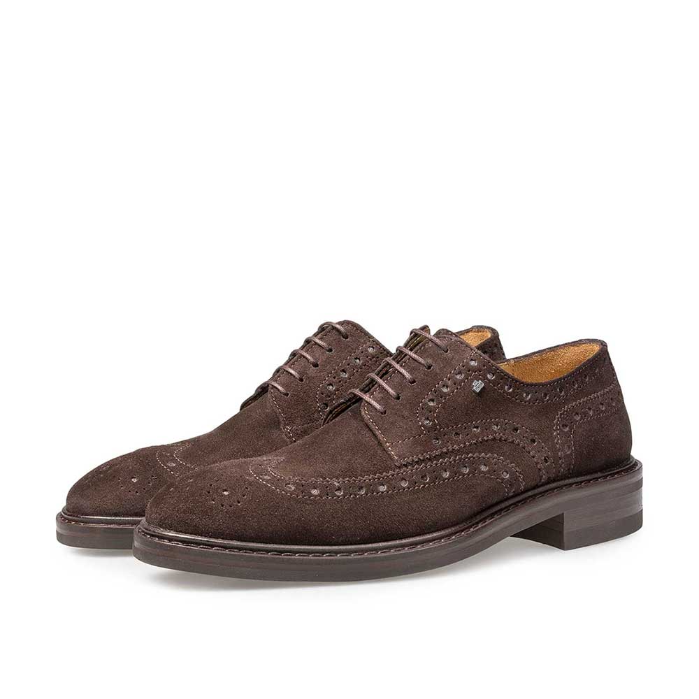 17093/00 - Brauner Brogue-Schnürschuh aus Wildleder 17093/00 - Brauner Brogue-Schnürschuh aus Wildleder