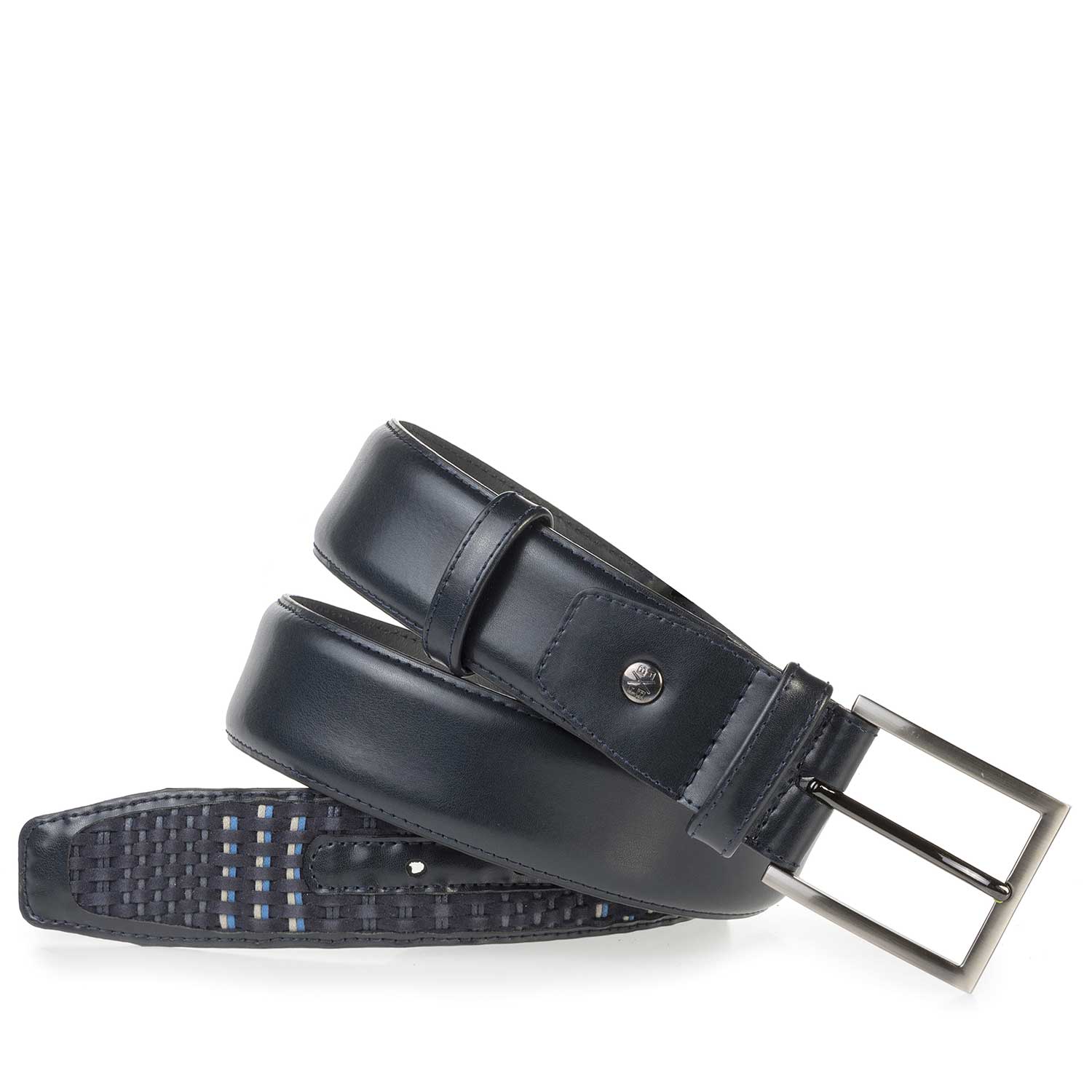 75159/10 - Dunkelblauer Gürtel aus geflochtenem Leder 75159/10 - Dunkelblauer Gürtel aus geflochtenem Leder
