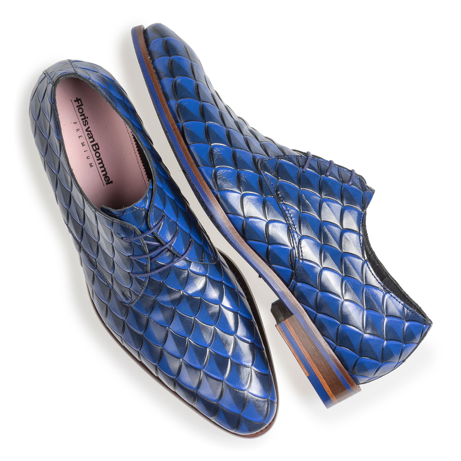 18167/03 - Blauer Premium Leder-Schnürschuh mit Print 18167/03 - Blauer Premium Leder-Schnürschuh mit Print
