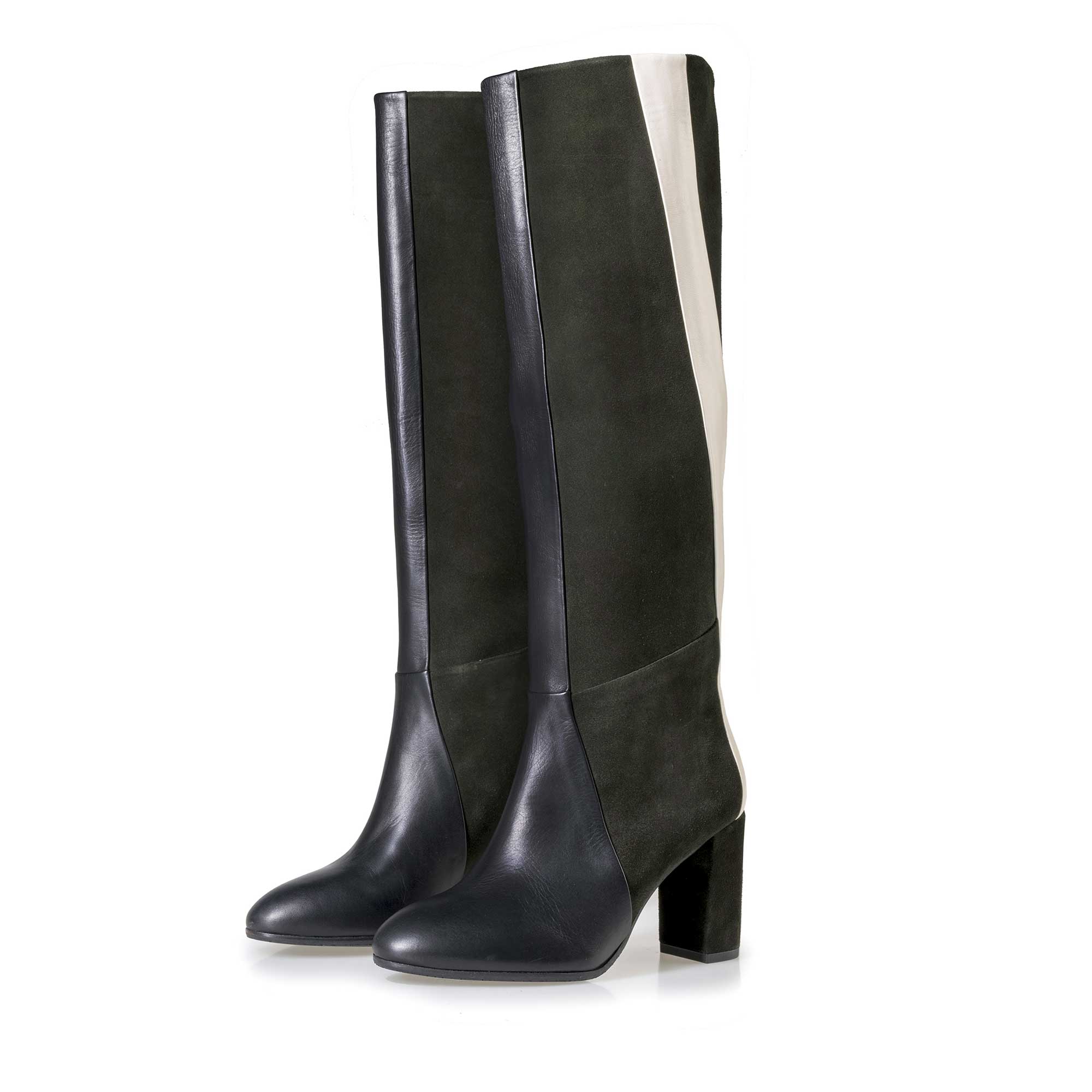 85201/00 - Floris van Bommel grüne Damen Wildleder Patchwork Stiefel 85201/00 - Floris van Bommel grüne Damen Wildleder Patchwork Stiefel
