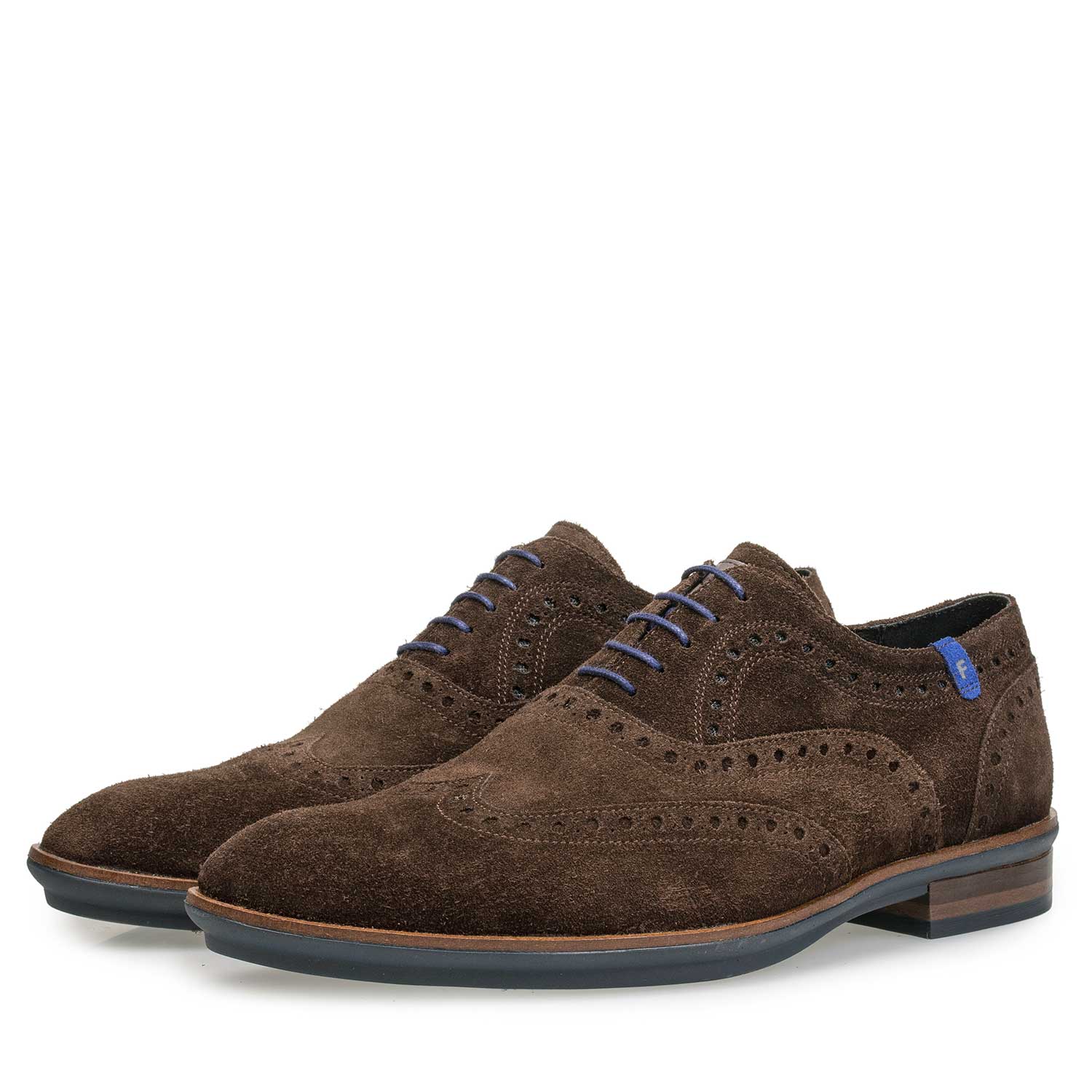 19048/05 - Brown brogue suede leather lace shoe 19048/05 - Brown brogue suede leather lace shoe
