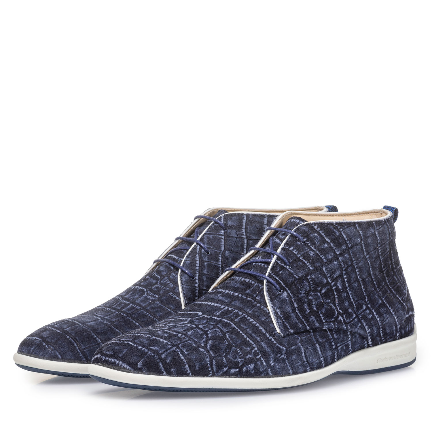 20300/08 - Blue lace boot with croco print 20300/08 - Blue lace boot with croco print